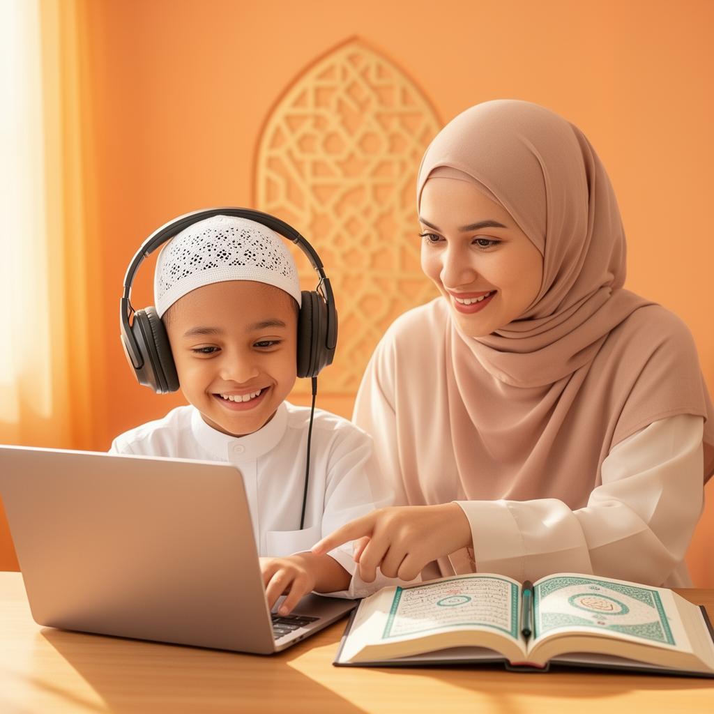 Online Quran lesson with tutor and student
